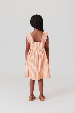 Pink Chicken Girls Via Dress - Orange Pink Stripe