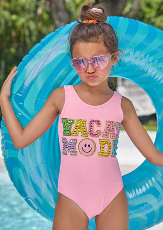 Lola and The Boys Crystal Vacay Mode Swimsuit - Pink