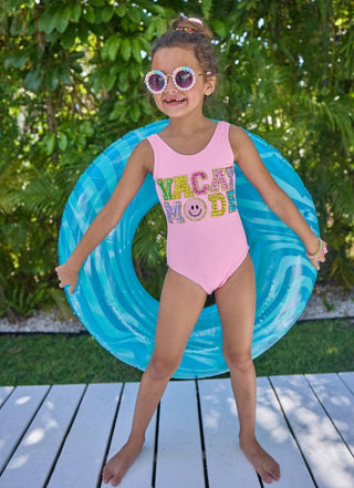 Lola and The Boys Crystal Vacay Mode Swimsuit - Pink