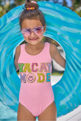 Lola and The Boys Crystal Vacay Mode Swimsuit - Pink