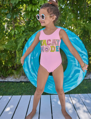 Lola & the Boys, Lola and The Boys Crystal Vacay Mode Swimsuit - Pink - Basically Bows & Bowties