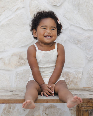 Quincy Mae, Quincy Mae Pointelle Tank + Shortie Set - Pink Ditsy - Basically Bows & Bowties