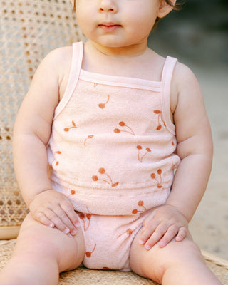 Quincy Mae Terry Cinch Romper - Cherries