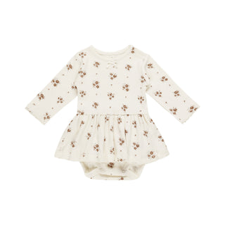 Quincy Mae Pointelle Skirted Bodysuit - Autumn Flora