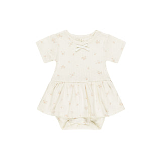 Quincy Mae Pointelle Skirted Bodysuit - Pink Ditsy