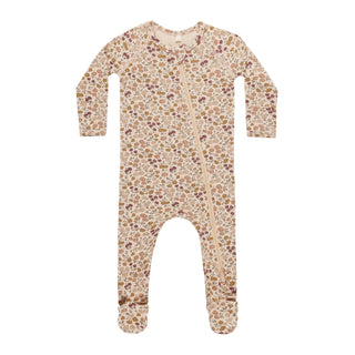 Quincy Mae Bamboo Zip Footie - Posy