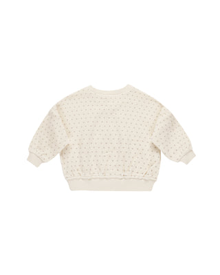 Quincy Mae Velour Relaxed Sweatshirt - Fog Polka Dot