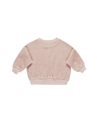 Quincy Mae Velour Relaxed Sweatshirt - Blush