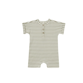 Quincy Mae Short Sleeve One Piece - Sage Stripe