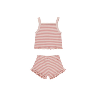 Quincy Mae Evie Tank + Shortie Set - Pink Stripe