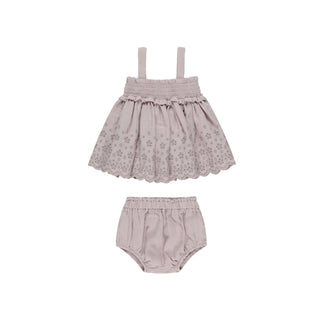 Quincy Mae Mae Smocked Top + Bloomer Set - Lavender