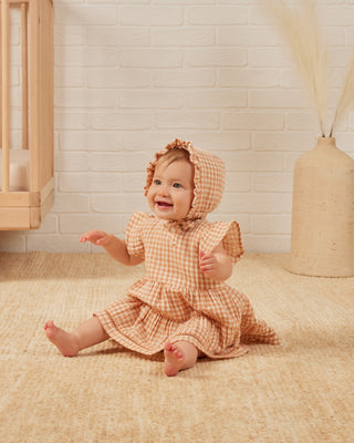 Quincy Mae Lily Dress - Melon Gingham