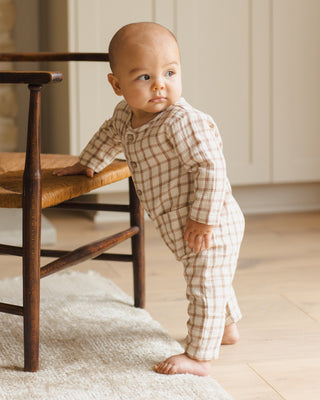 Quincy Mae Pocketed Woven Jumpsuit - Cinnamon Plaid