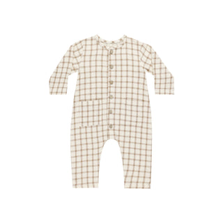 Quincy Mae Pocketed Woven Jumpsuit - Cinnamon Plaid