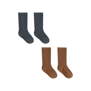 Quincy Mae Socks Set - Indigo / Cinnamon