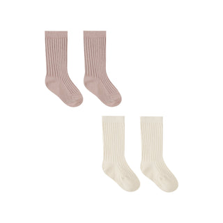 Quincy Mae Socks Set - Natural / Mauve