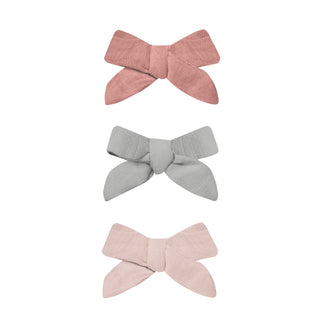 Quincy Mae Woven Bow Clip Set - Lipstick / Sky / Bubblegum