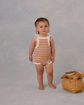 Rylee & Cru Crochet Romper - Pink Stripe