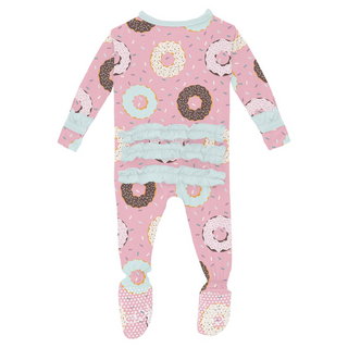 KicKee Pants Print Layette Ruffle Footie with 2 Way Zipper - Cake Pop Donut and Sprinkles