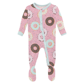 KicKee Pants Print Layette Ruffle Footie with 2 Way Zipper - Cake Pop Donut and Sprinkles