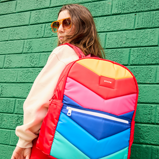 State Bags Kane Double Pocket Large Backpack - Rainbow Chevron