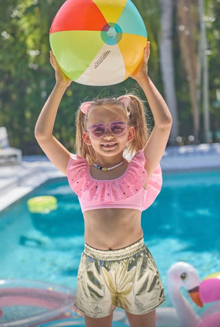 Lola and The Boys Rainbow Crystal Ruffle Swim