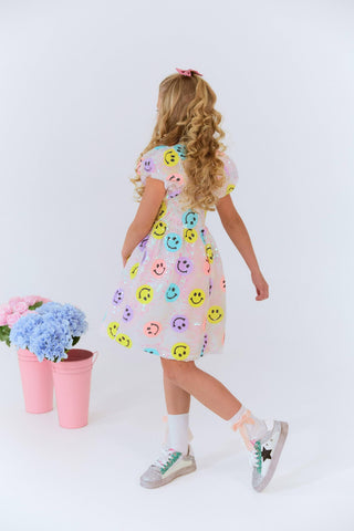 Lola and The Boys Rainbow Emoji Sequin Dress