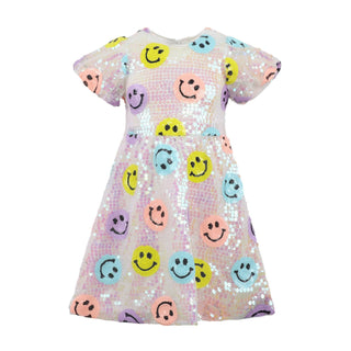 Lola and The Boys Rainbow Emoji Sequin Dress