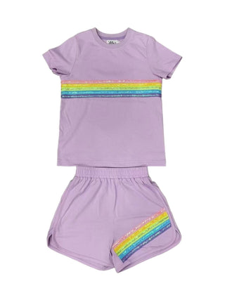 Lola and The Boys Rainbow Sequin Short Set