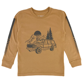 Tiny Whales Road Less Traveled Rust L/S Tee, Tiny Whales, Boys Clothing, cf-size-10y, cf-size-12-14y, cf-size-2t, cf-size-4t, cf-size-5y, cf-size-6y, cf-size-7y, cf-size-8y, cf-type-tee, cf-v