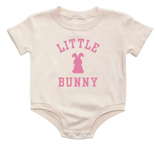 Sweet Wink Little Bunny Rose Easter Short Sleeve Romper - Natural