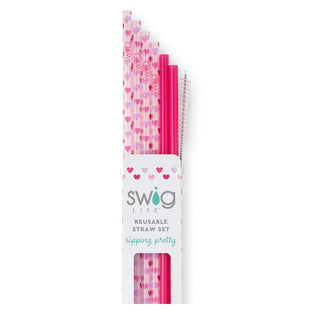 Swig Falling In Love + Pink Reusable Straw Set