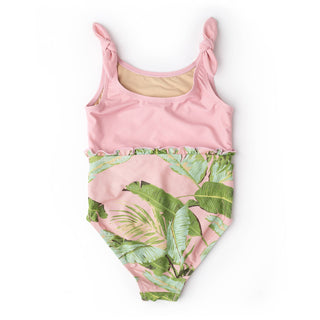 Shade Critters Cabana Palms Girls Shimmer Belted One Piece Swimsuit