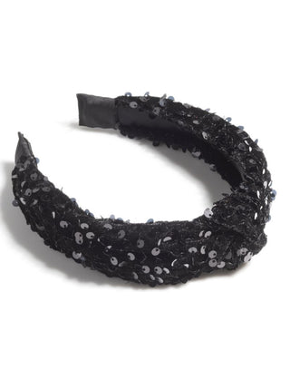 Shiraleah Knotted Sequin Headband - Black, Shiraleah, Black, cf-type-headband, cf-vendor-shiraleah, Headband, Sequin, Sequin Headband, Shiraleah, Winter Wonderland, Headband - Basically Bows 