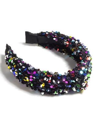 Shiraleah Knotted Sequin Headband - Multi, Shiraleah, cf-type-headband, cf-vendor-shiraleah, Headband, Multi, Rainbow, Sequin, Sequin Headband, Shiraleah, Winter Wonderland, Headband - Basica