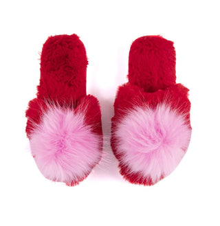 Shiraleah Amor Adult Slippers - Red, Shiraleah, cf-size-adult-s-m-6-8, cf-type-robe, cf-vendor-shiraleah, Pom Slippers, Shiraleah, Slippers, Valentine, Valentines, Valentines Day, Robe - Basi