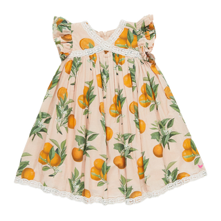 Pink Chicken Girls Katherine Dress - Pink Botanical Oranges