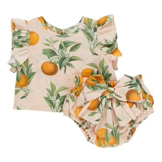 Pink Chicken Baby Girls Abigail 2-Piece Set - Pink Botanicals Oranges