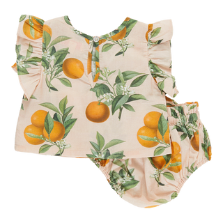 Pink Chicken Baby Girls Abigail 2-Piece Set - Pink Botanicals Oranges