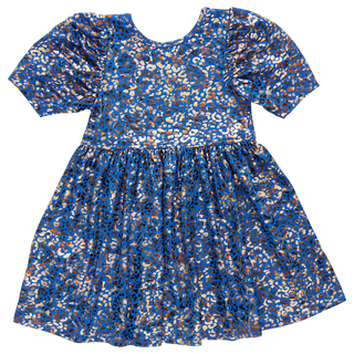 Pink Chicken Girls Laurie Dress - Blue Leopard Lame