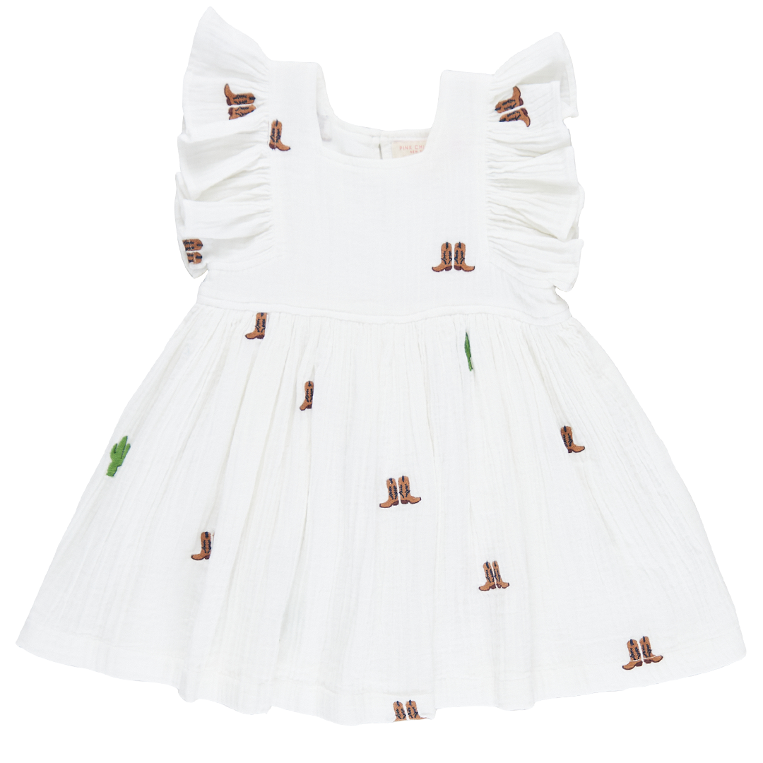 Pink Chicken Girls Elsie Dress - Rodeo Embroidery | Basically Bows & Bowties