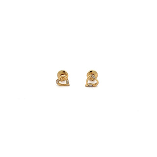 Cherished Moments 14K Gold-Plated Heart (Open) Earrings with Screw Back