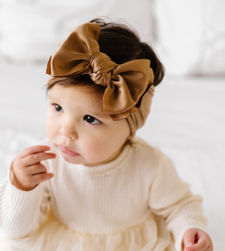 Baby Bling Satin FAB Headband - Latte