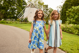 Pink Chicken, Pink Chicken Girls Stevie Dress - Ocean Stripe - Basically Bows & Bowties