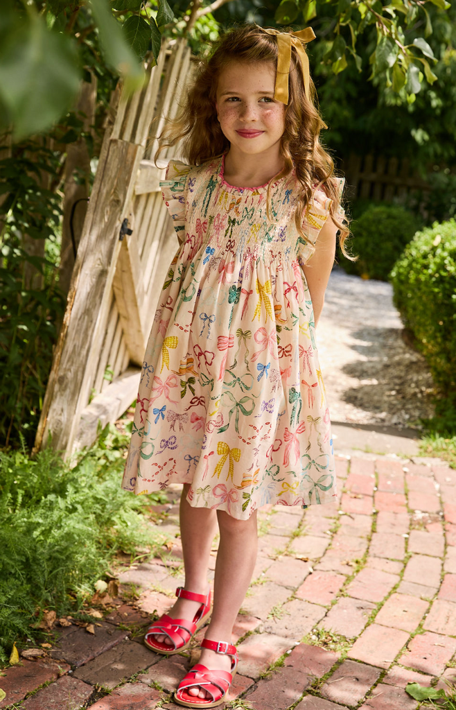 Pink Chicken Stevie Dress - Watercolor Bows 