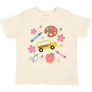 Sweet Wink Back To School Doodle Short Sleeve Tee - Natural