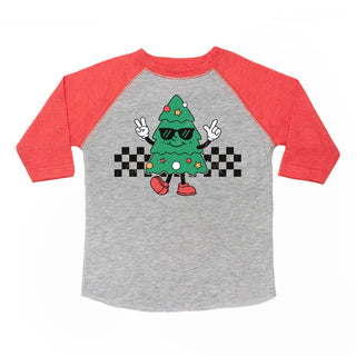 Sweet Wink Christmas Tree Dude 3/4 Tee - Heather / Red