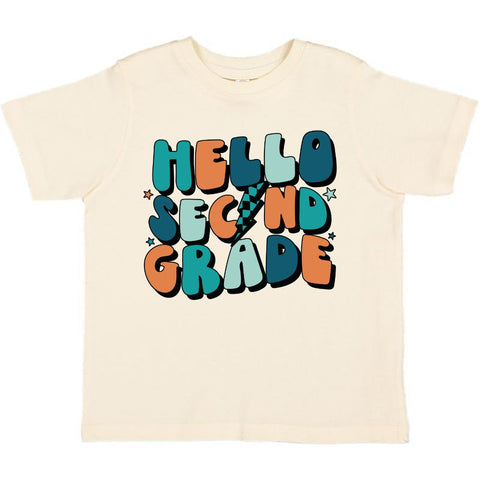 Sweet Wink Hello Second Grade Short Sleeve Tee - Natural