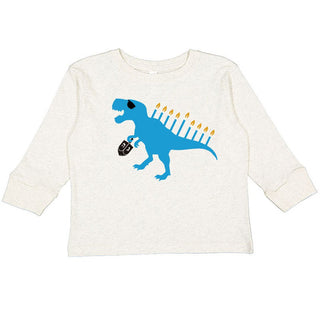 Sweet Wink Menorasaurus Hanukkah Long Sleeve Tee- Natural