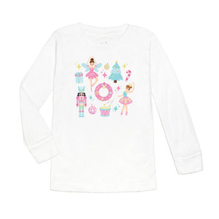 Sweet Wink Nutcracker Doodle Christmas Long Sleeve Shirt - White